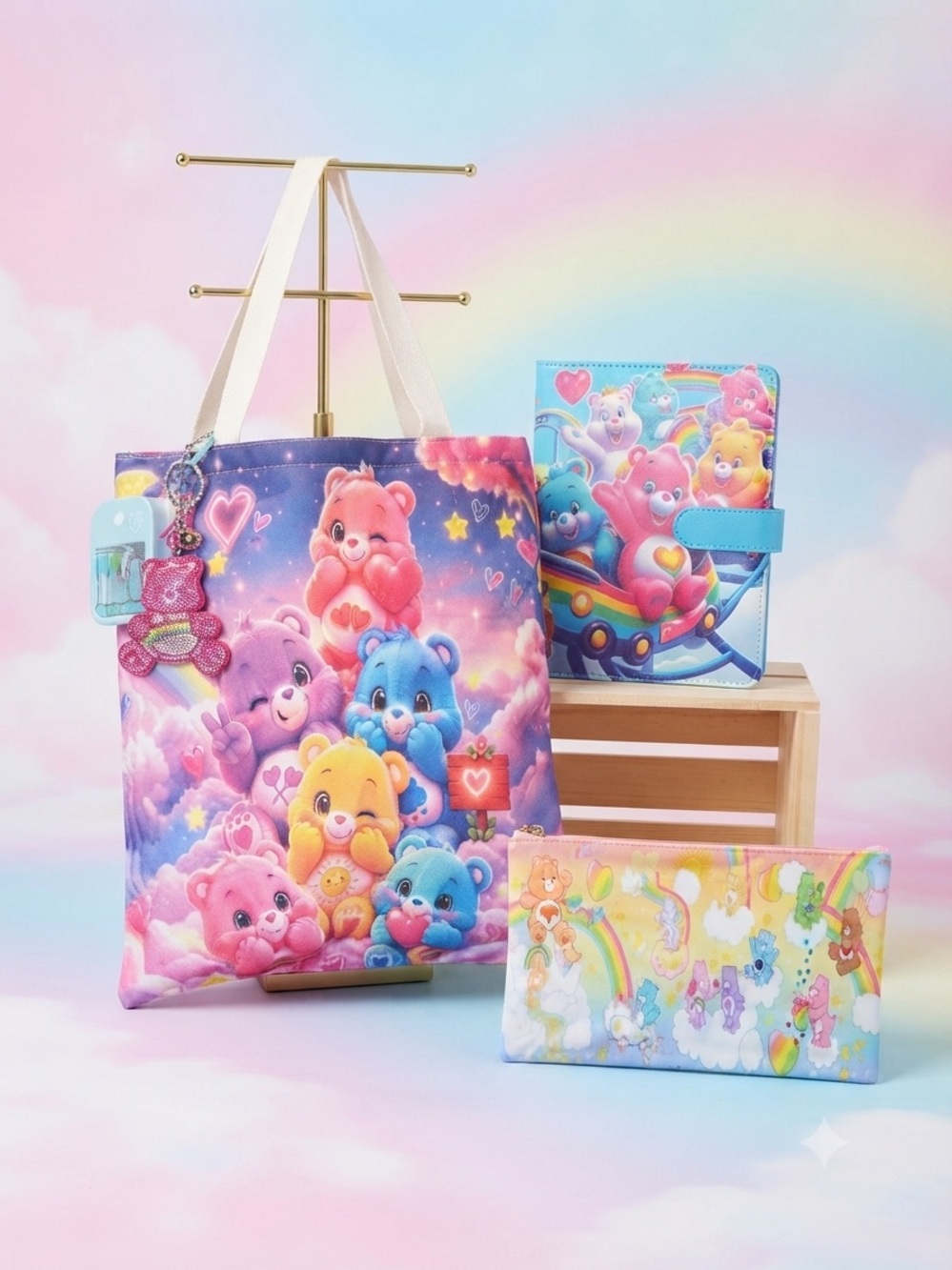 Bears pastel rainbow Tote bag bundle